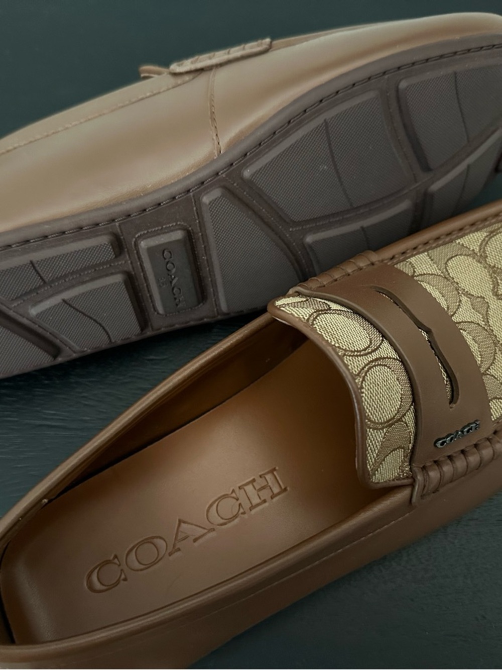 Coach Men's Brown Signature Canvas Loafers - Picture 2 of 5